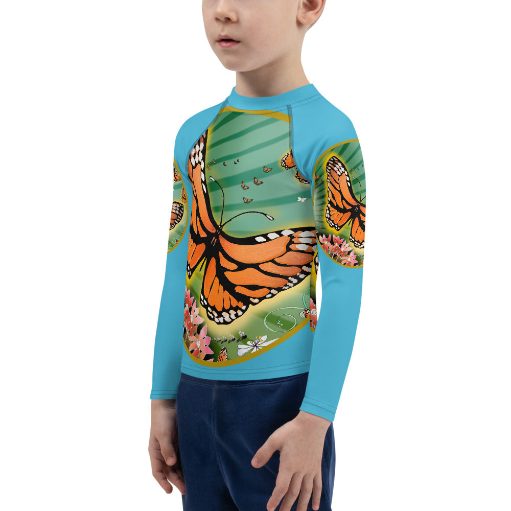 Kids Rash Guard, Monarch Butterfly