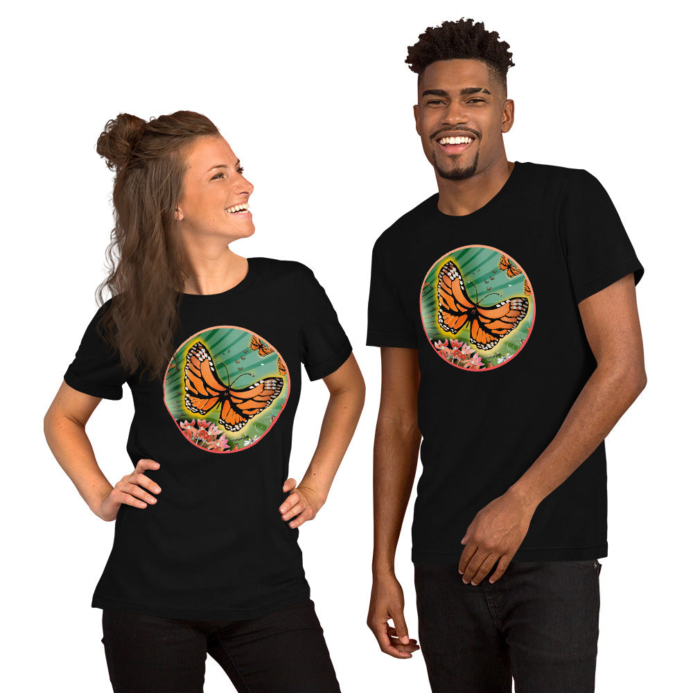 Short Sleeved Unisex T-Shirt, Summer Monarch