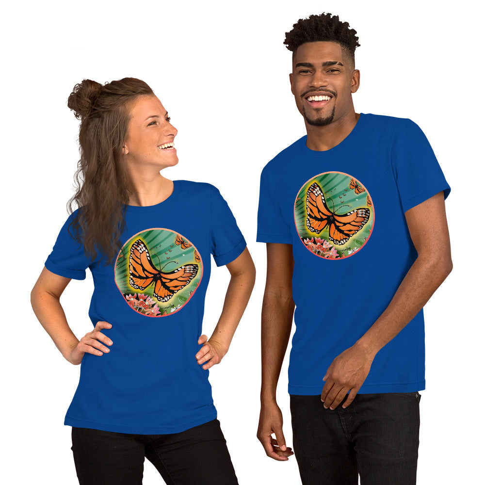 Short Sleeved Unisex T-Shirt, Summer Monarch