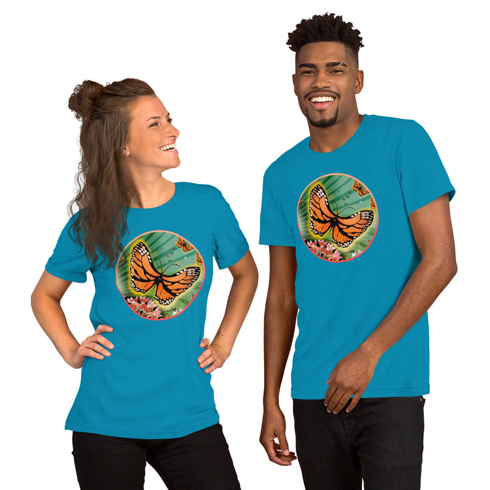 Short Sleeved Unisex T-Shirt, Summer Monarch