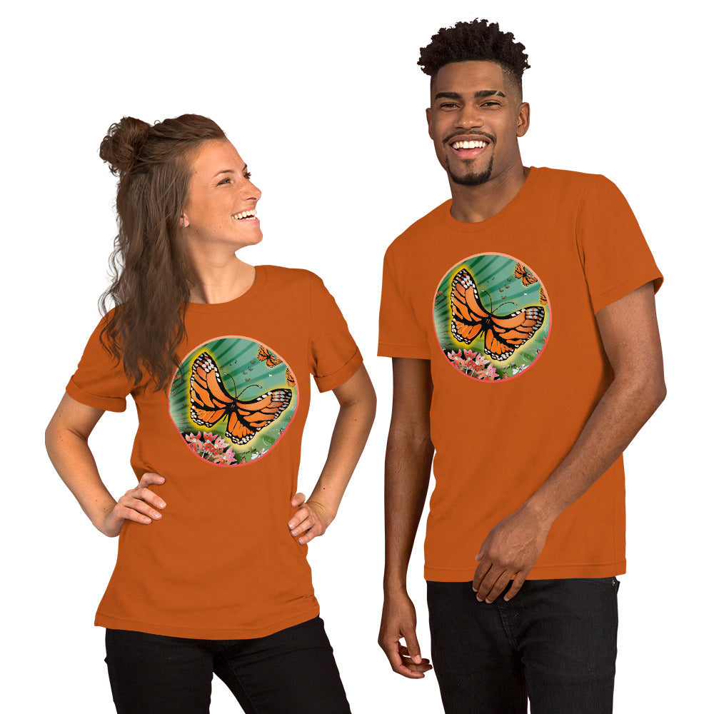 Short Sleeved Unisex T-Shirt, Summer Monarch