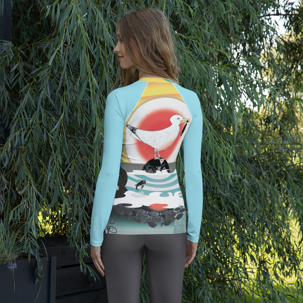 Women's Rash Guard, Beach Fun