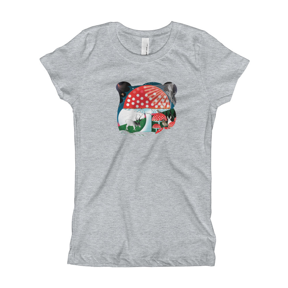 Girl's T-Shirt, Winter Mushroom