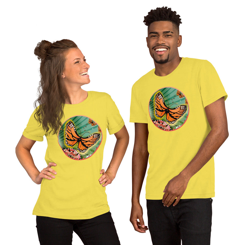 Short Sleeved Unisex T-Shirt, Summer Monarch