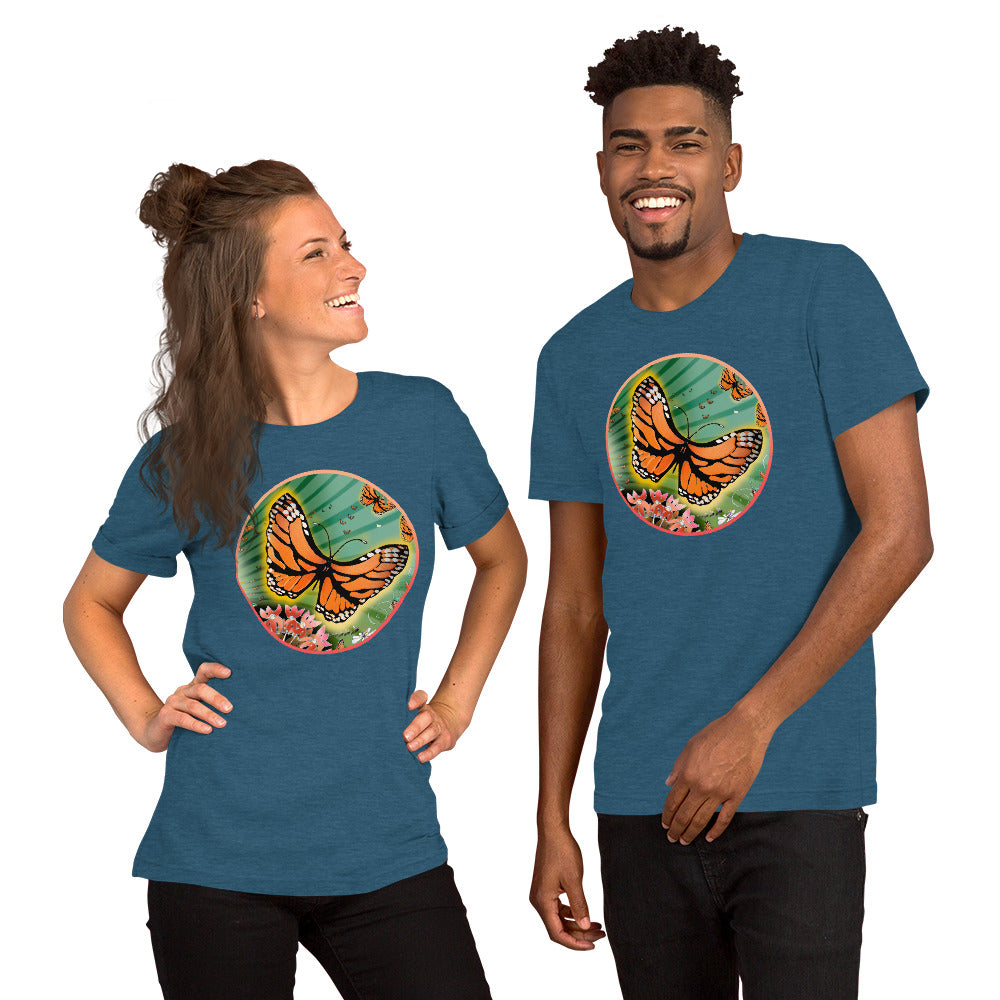 Short Sleeved Unisex T-Shirt, Summer Monarch