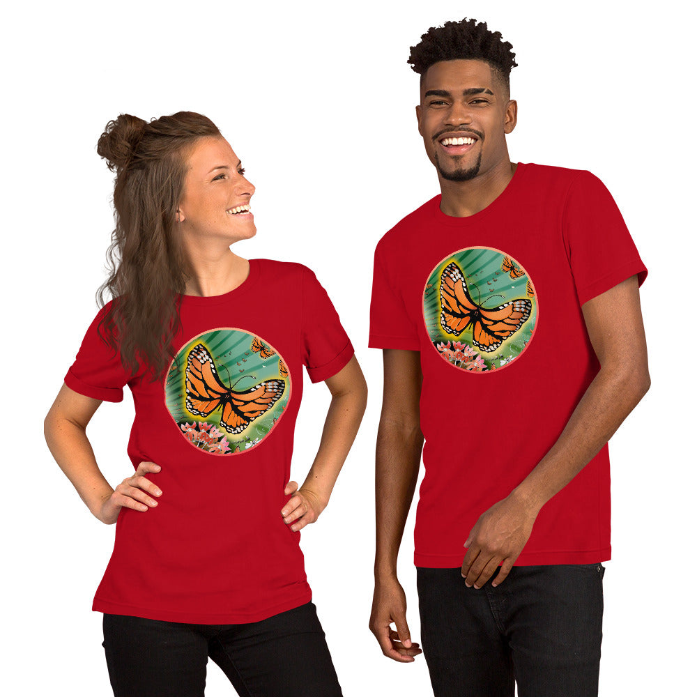 Short Sleeved Unisex T-Shirt, Summer Monarch