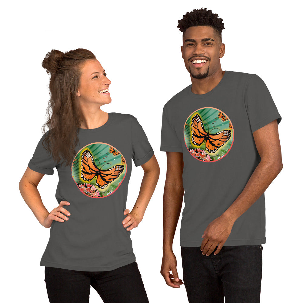 Short Sleeved Unisex T-Shirt, Summer Monarch