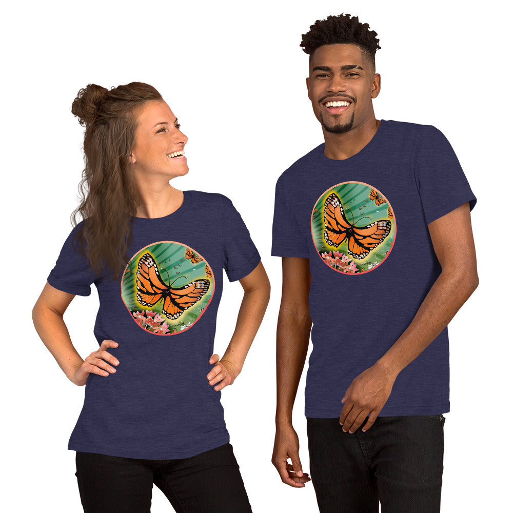 Short Sleeved Unisex T-Shirt, Summer Monarch