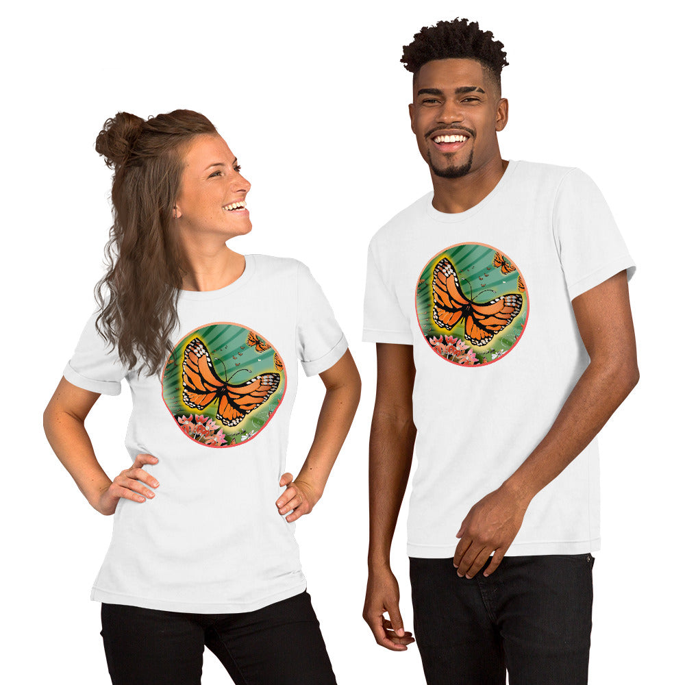 Short Sleeved Unisex T-Shirt, Summer Monarch