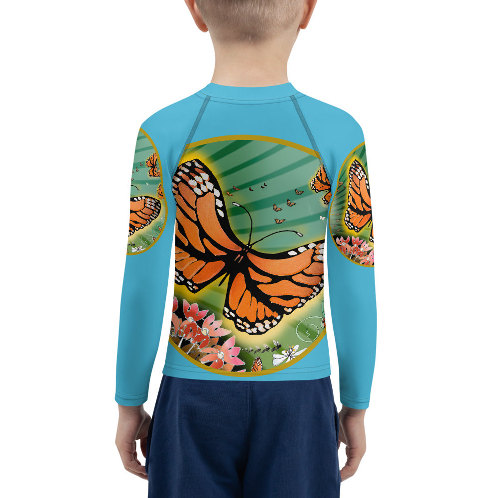 Kids Rash Guard, Monarch Butterfly