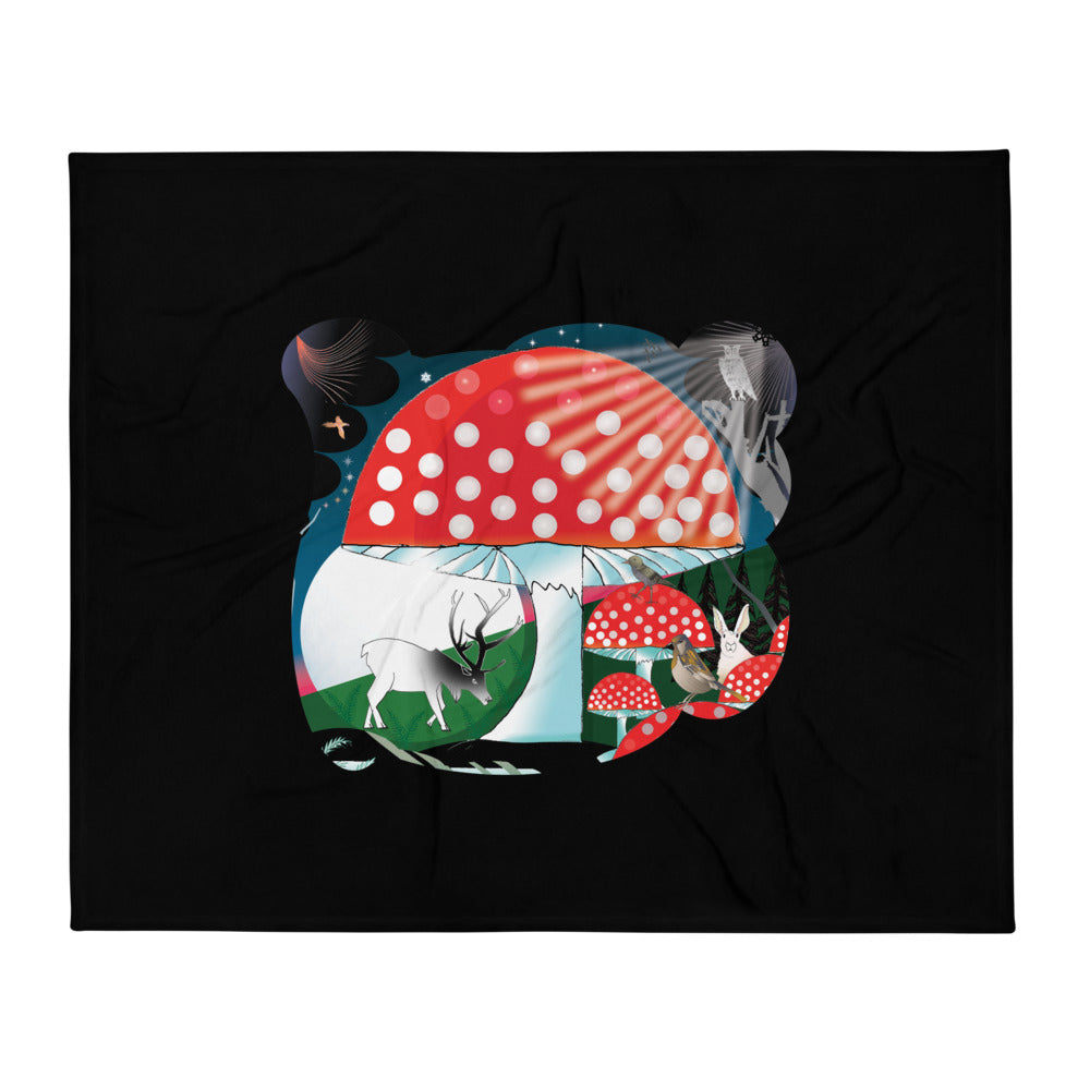 Throw Blanket, Winter Mushroom