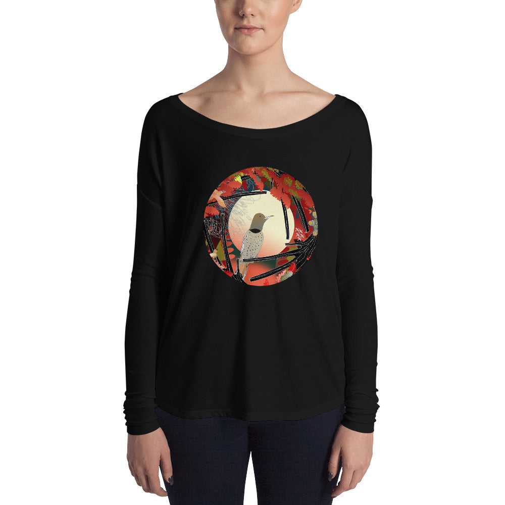 Ladies' Long Sleeve Tee, Autumn Bird Northern Flicker