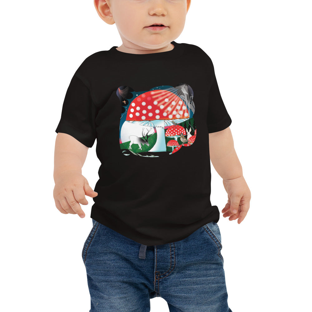 Baby Jersey Short Sleeve Tee, Winter Mushroom