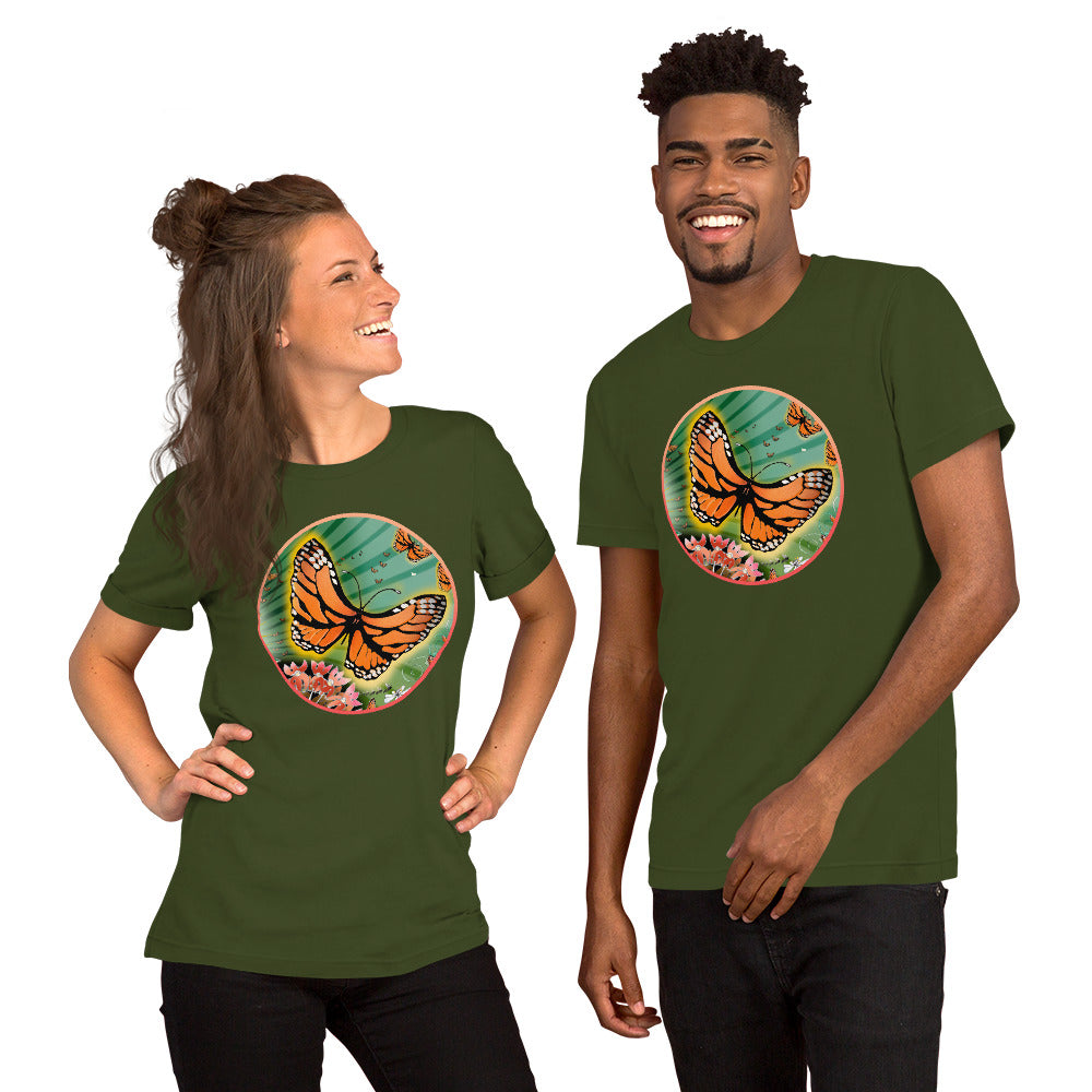 Short Sleeved Unisex T-Shirt, Summer Monarch