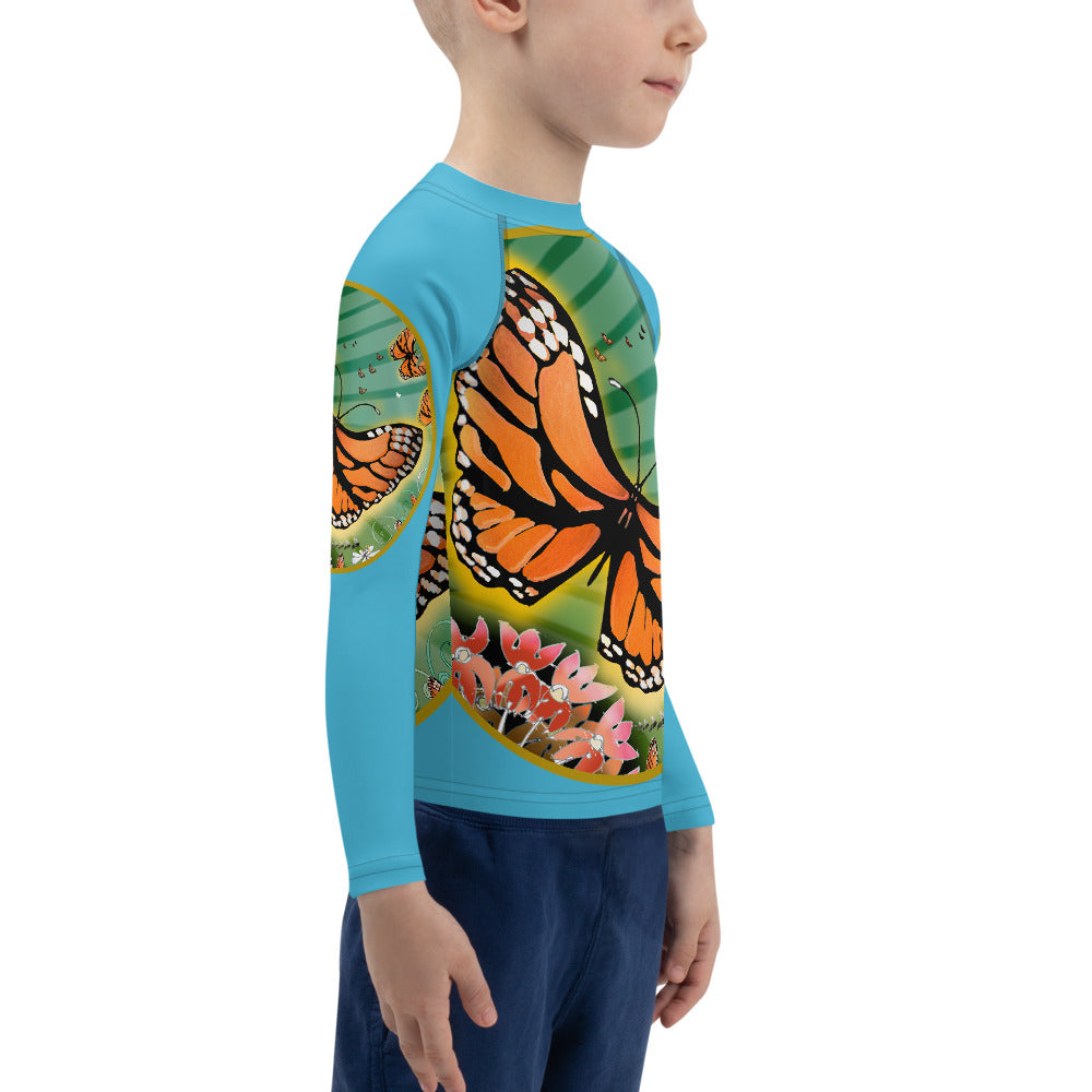 Kids Rash Guard, Monarch Butterfly