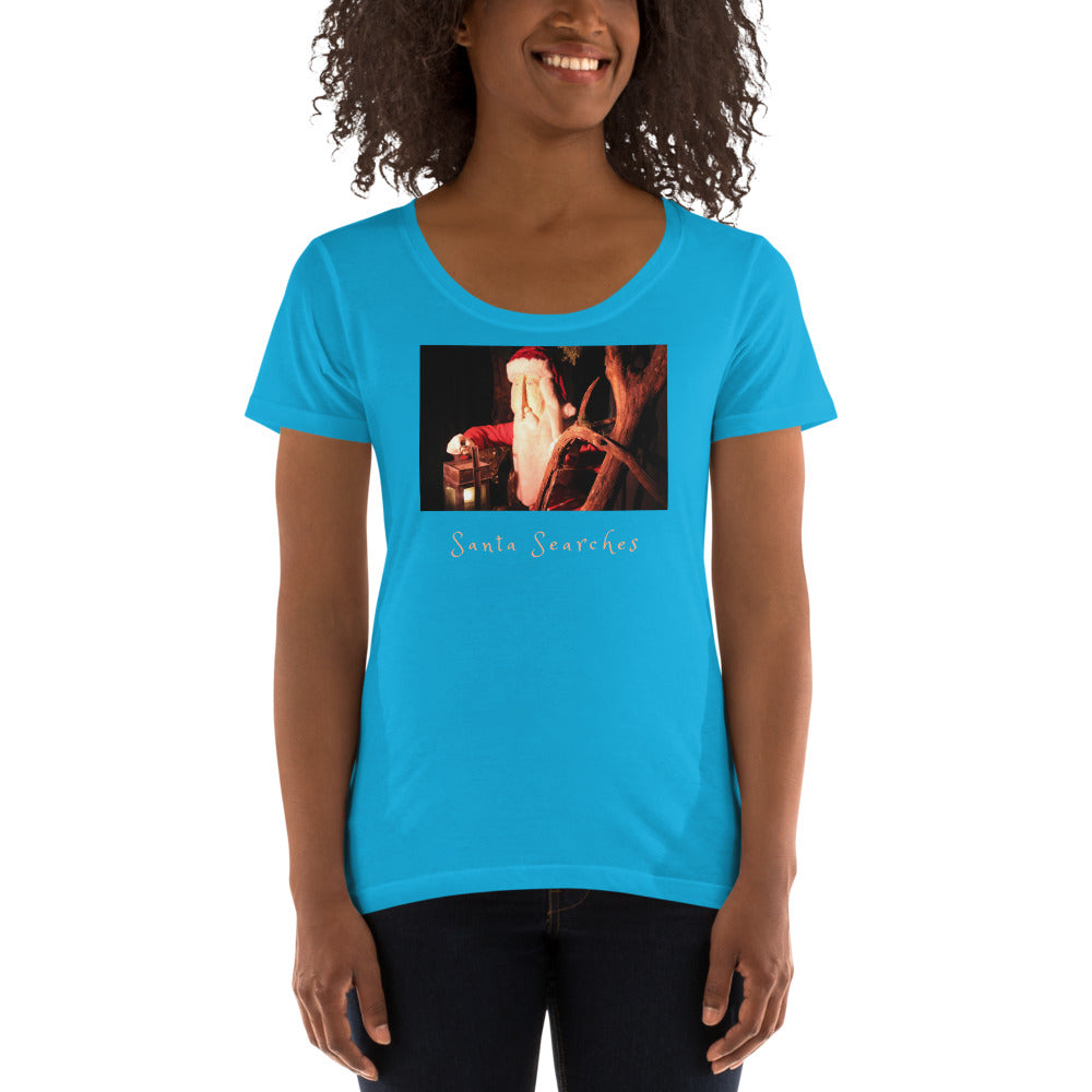 Ladies' Scoopneck T-Shirt, Santa Searches
