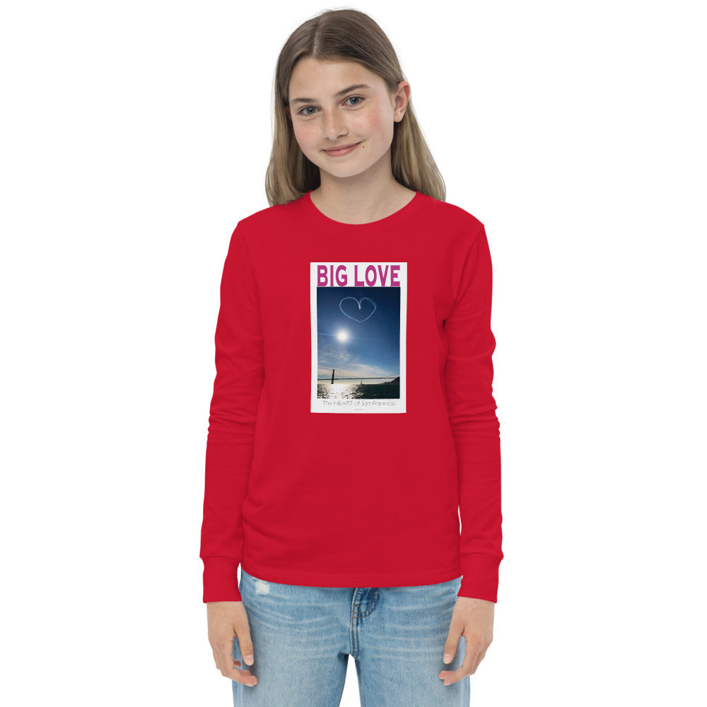Youth long sleeve tee, BIG LOVE the Heart of San Francisco Celebration!