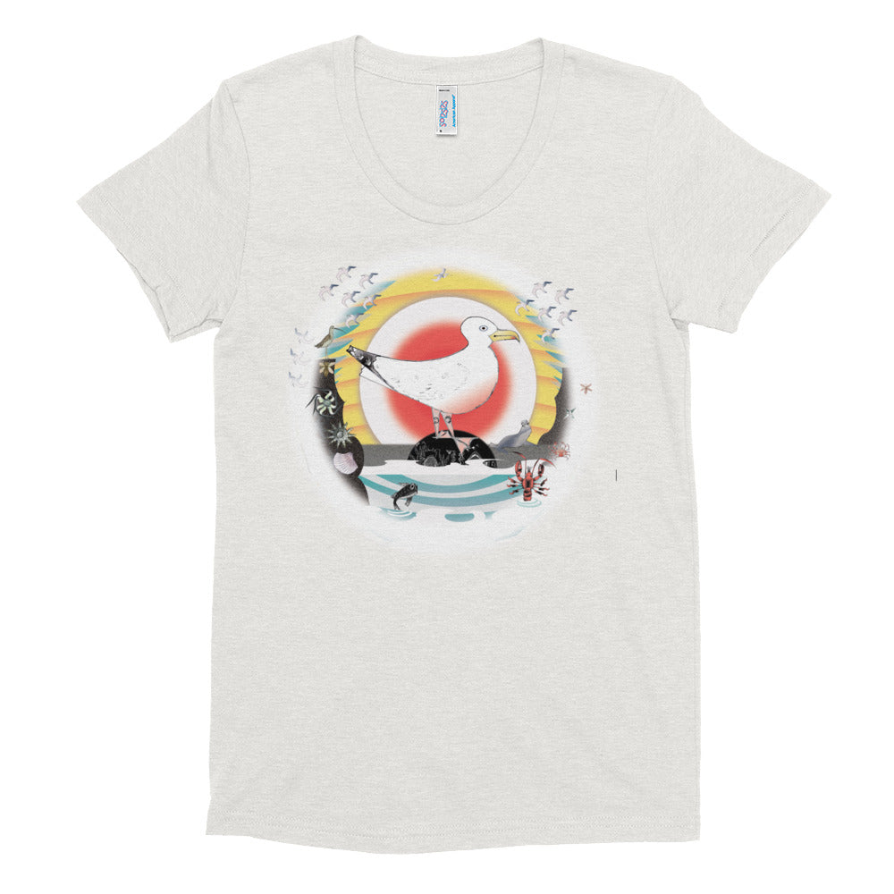 Women's Crew Neck T-shirt, Summer Seagull