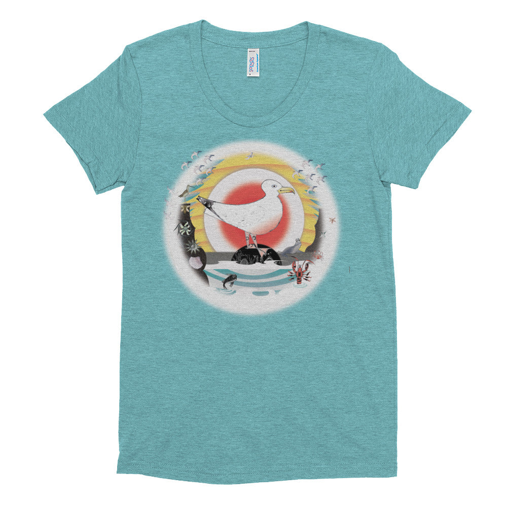 Women's Crew Neck T-shirt, Summer Seagull
