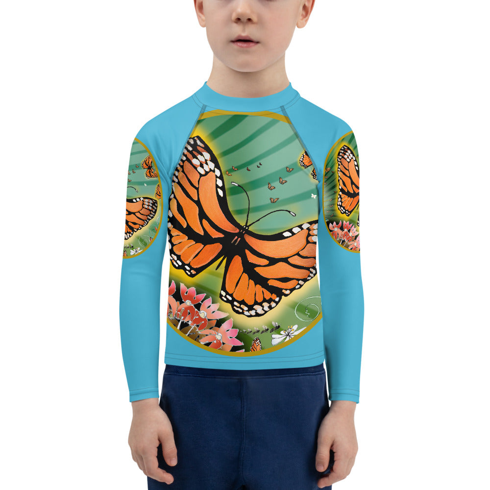 Kids Rash Guard, Monarch Butterfly