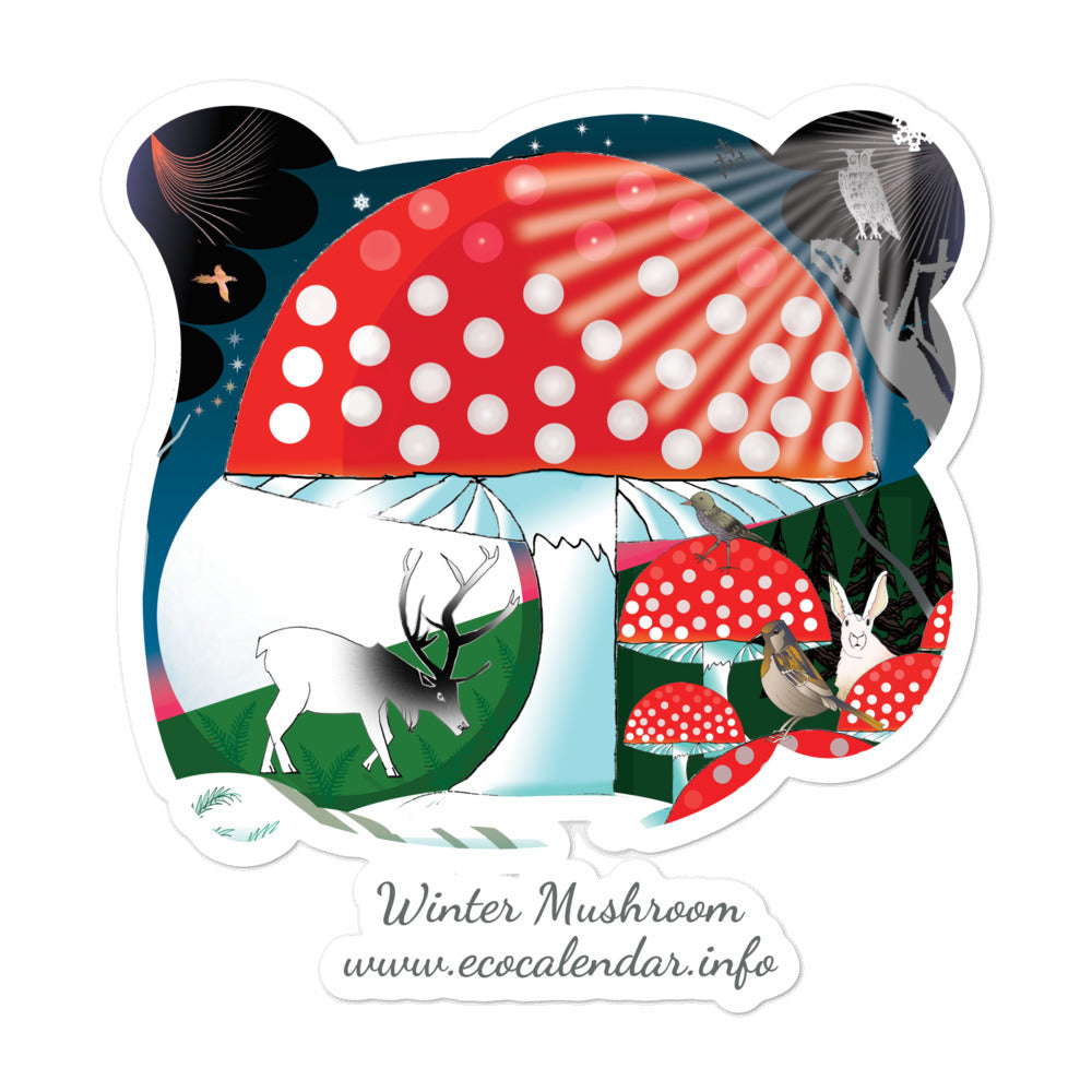 Bubble-free stickers, Winter Mushroom