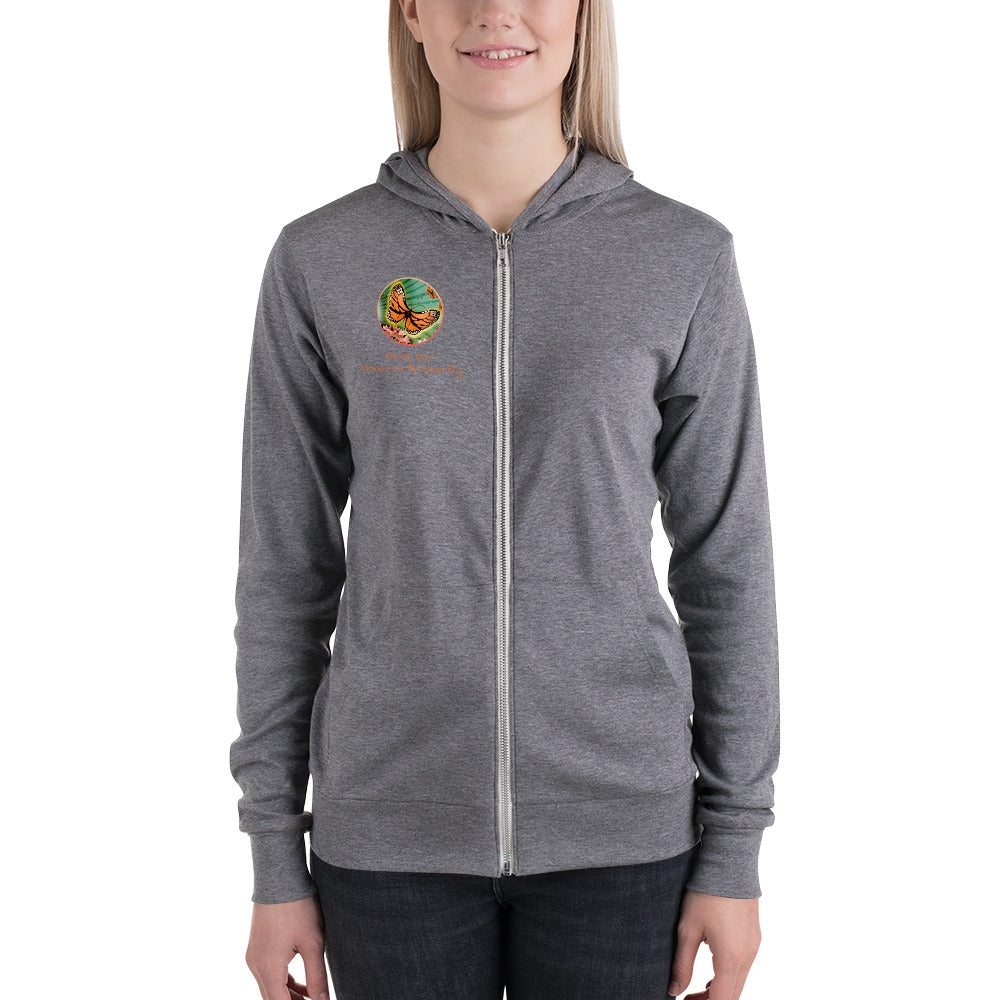 Unisex zip hoodie, Monarch Butterfly