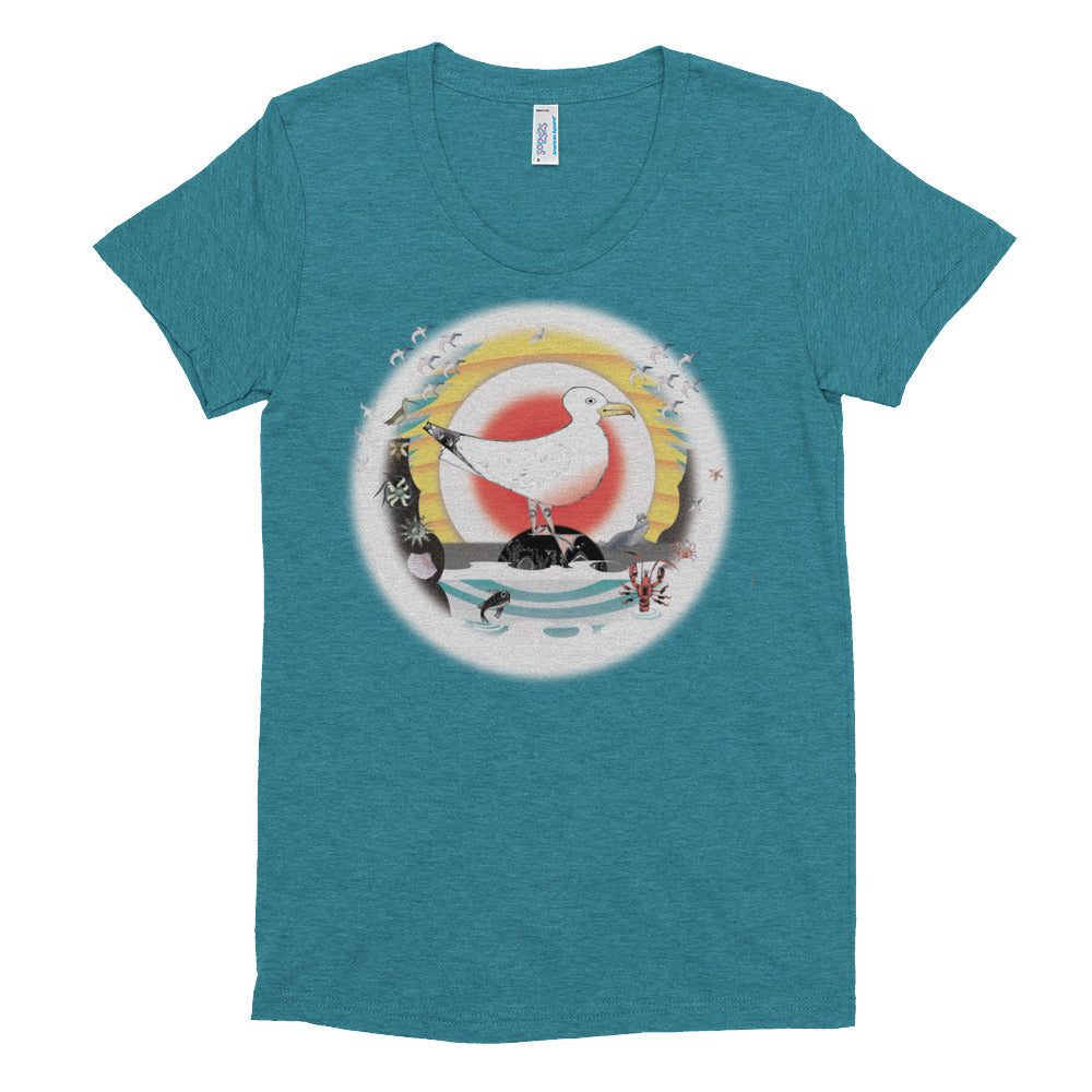 Women's Crew Neck T-shirt, Summer Seagull