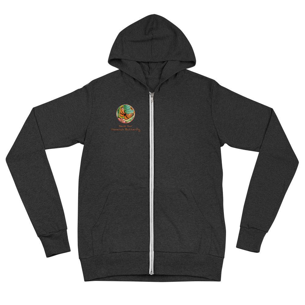 Unisex zip hoodie, Monarch Butterfly