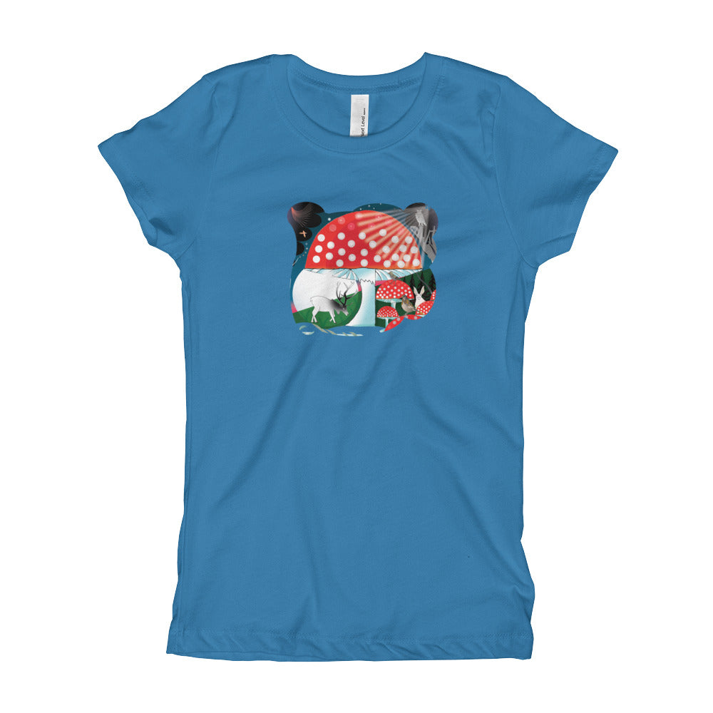 Girl's T-Shirt, Winter Mushroom