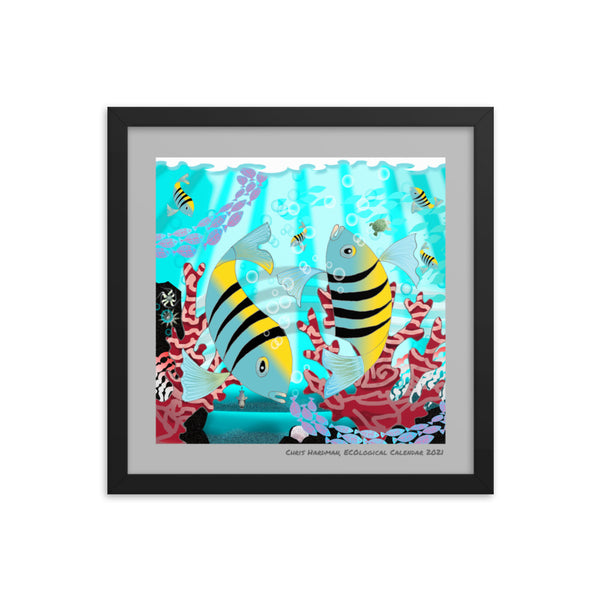 Framed photo paper poster, Coral Reef Fish 2021